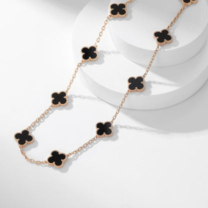 [Amore]CLOVER 10 MOTIFS ONYX NECKLACE