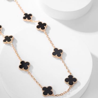 [Amore]CLOVER 10 MOTIFS ONYX NECKLACE