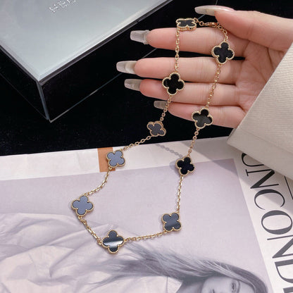 [Amore]CLOVER 10 MOTIFS ONYX NECKLACE