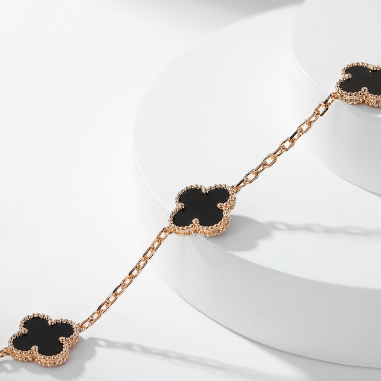 [Amore]CLOVER 10 MOTIFS ONYX NECKLACE