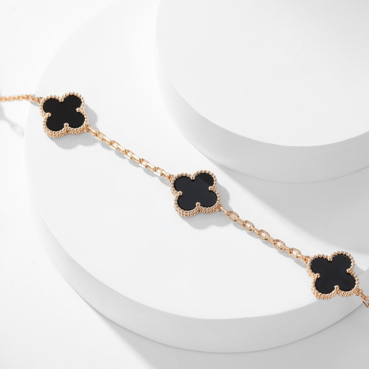 [Amore]CLOVER 10 MOTIFS ONYX NECKLACE