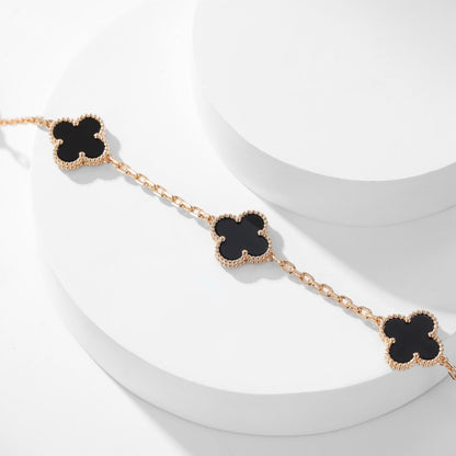 [Amore]CLOVER 10 MOTIFS ONYX NECKLACE