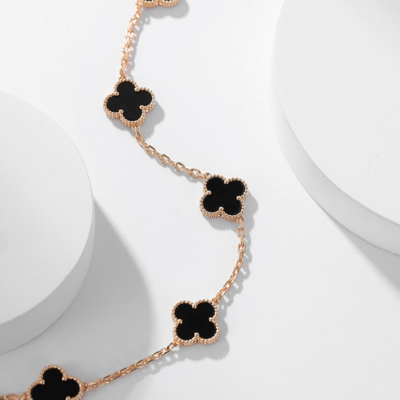 [Amore]CLOVER 10 MOTIFS ONYX NECKLACE