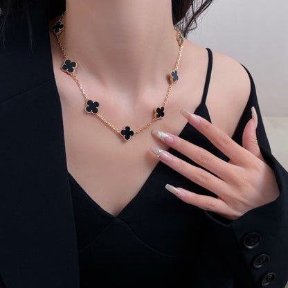 [Amore]CLOVER 10 MOTIFS ONYX NECKLACE