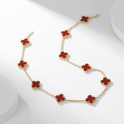 [Amore]CLOVER 10 MOTIFS CARNELIAN NECKLACE