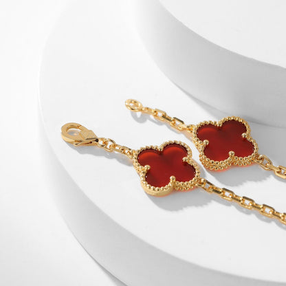 [Amore]CLOVER 10 MOTIFS CARNELIAN NECKLACE
