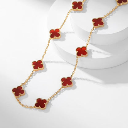 [Amore]CLOVER 10 MOTIFS CARNELIAN NECKLACE