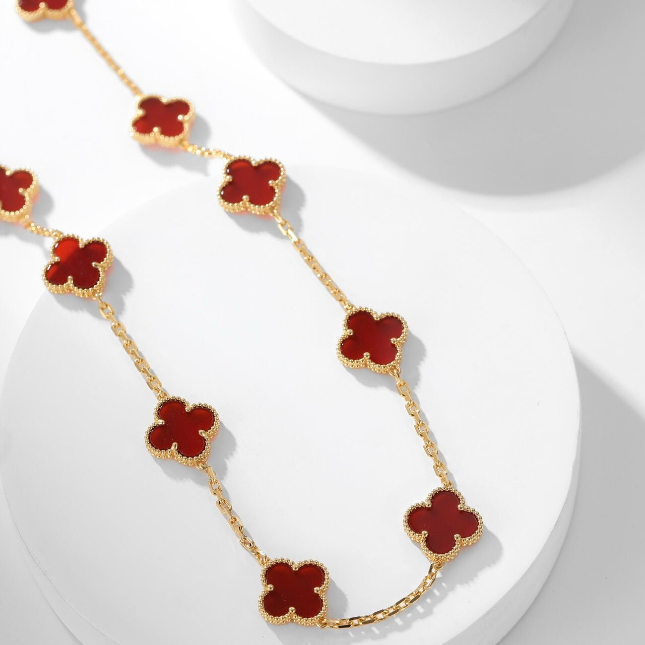 [Amore]CLOVER 10 MOTIFS CARNELIAN NECKLACE