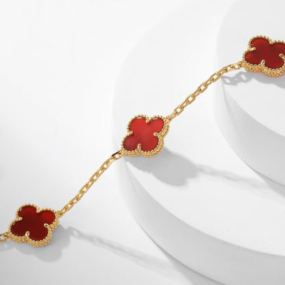 [Amore]CLOVER 10 MOTIFS CARNELIAN NECKLACE