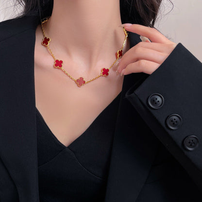 [Amore]CLOVER 10 MOTIFS CARNELIAN NECKLACE