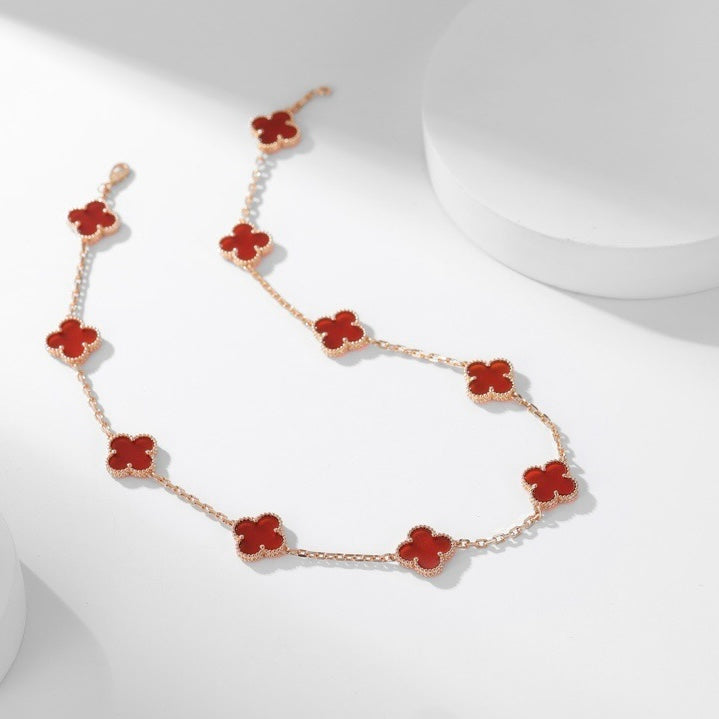 [Amore]CLOVER 10 MOTIFS CARNELIAN NECKLACE