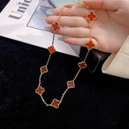 [Amore]CLOVER 10 MOTIFS CARNELIAN NECKLACE