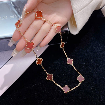[Amore]CLOVER 10 MOTIFS CARNELIAN NECKLACE