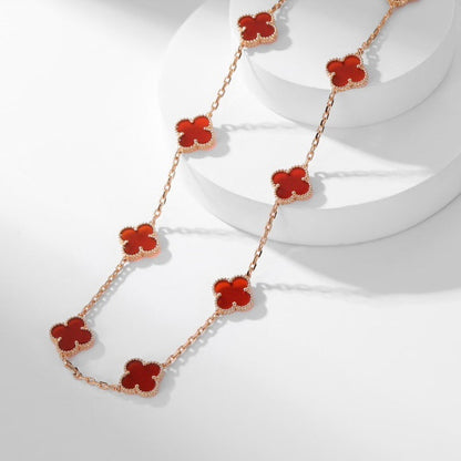 [Amore]CLOVER 10 MOTIFS CARNELIAN NECKLACE