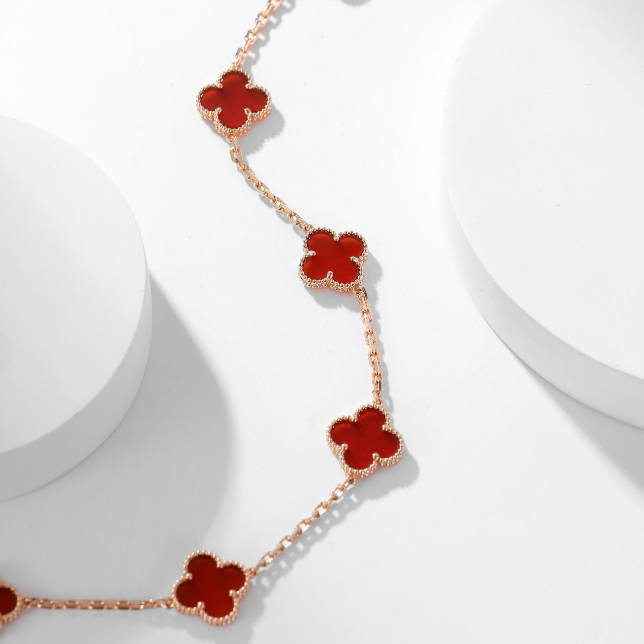 [Amore]CLOVER 10 MOTIFS CARNELIAN NECKLACE