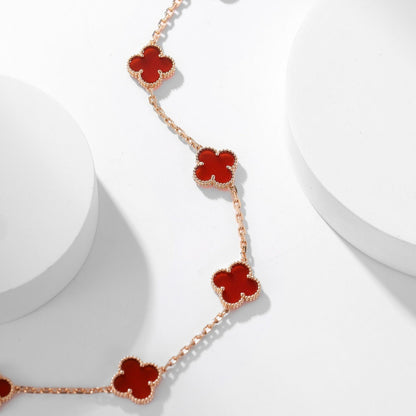 [Amore]CLOVER 10 MOTIFS CARNELIAN NECKLACE