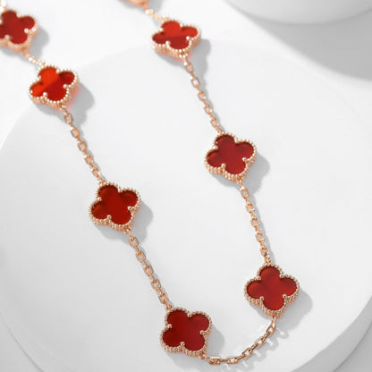 [Amore]CLOVER 10 MOTIFS CARNELIAN NECKLACE