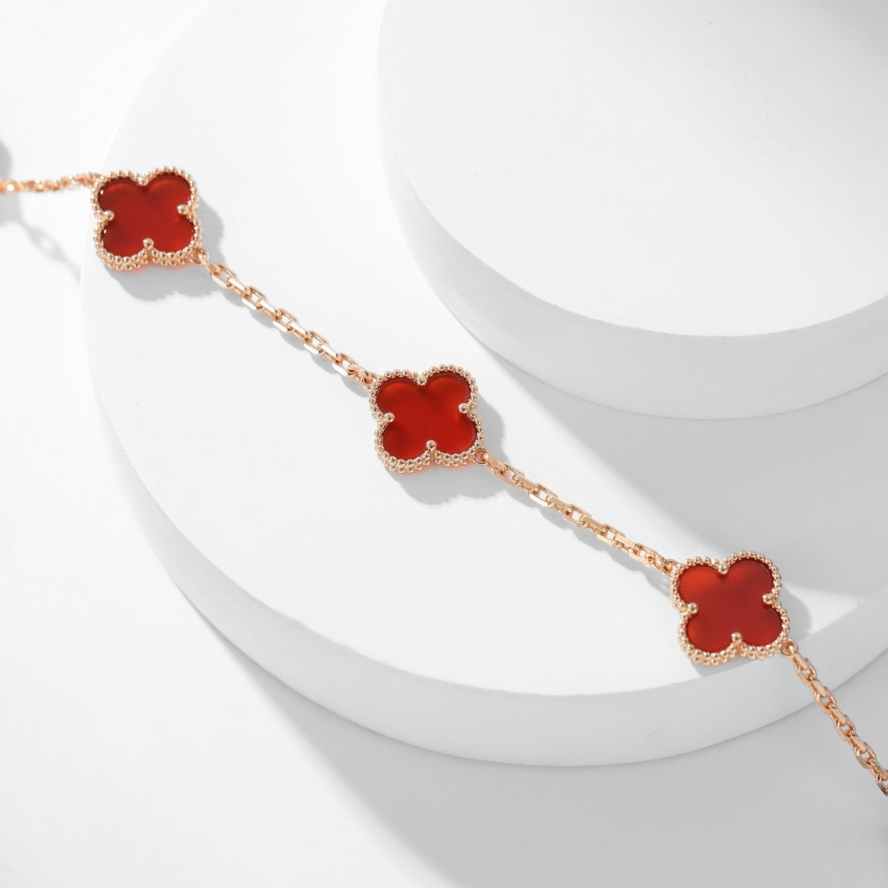 [Amore]CLOVER 10 MOTIFS CARNELIAN NECKLACE