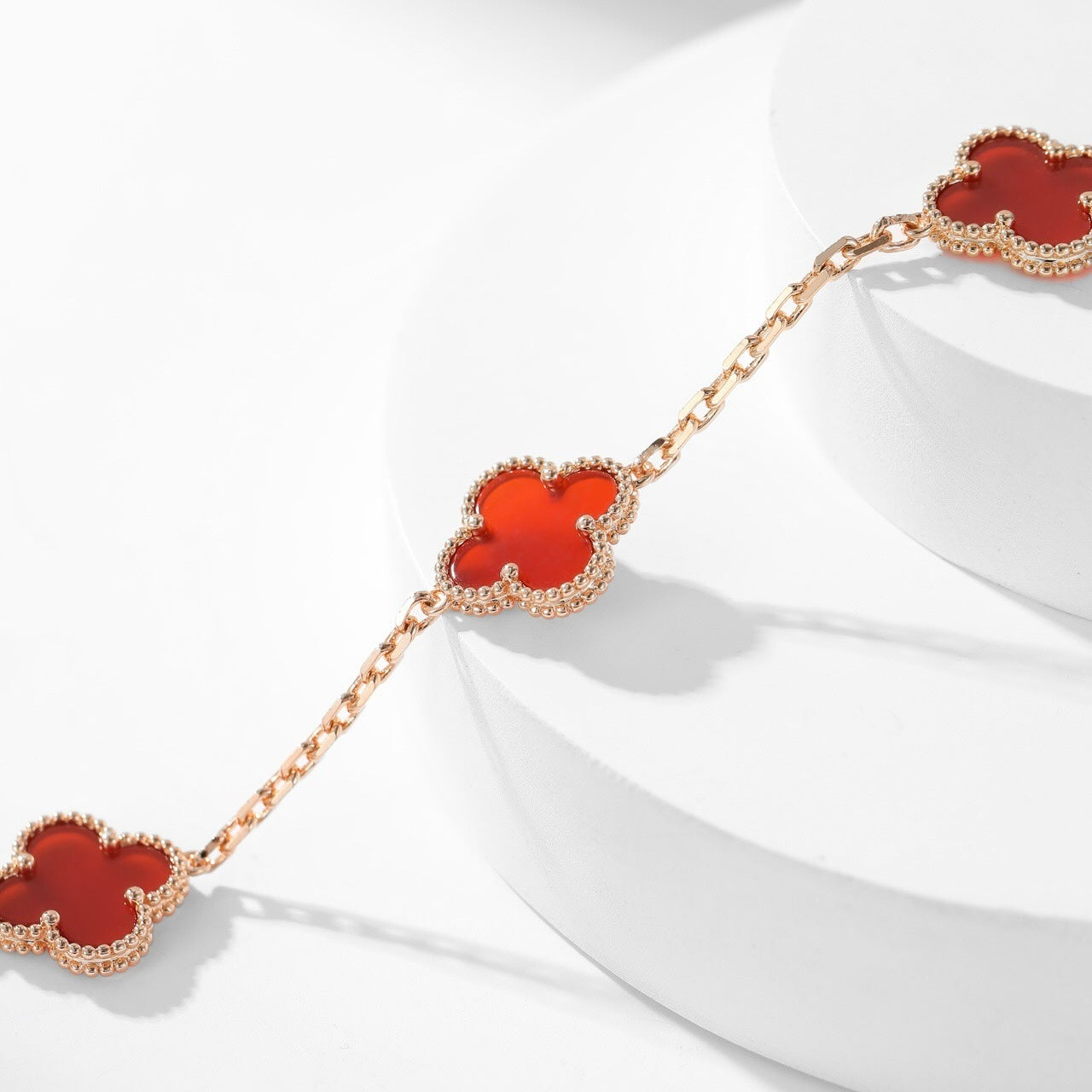 [Amore]CLOVER 10 MOTIFS CARNELIAN NECKLACE