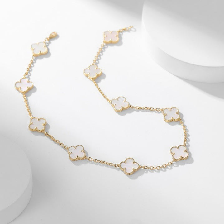 [Amore]CLOVER 10 MOTIFS WHITE MOTHER OF PEARL NECKLACE
