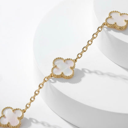 [Amore]CLOVER 10 MOTIFS WHITE MOTHER OF PEARL NECKLACE