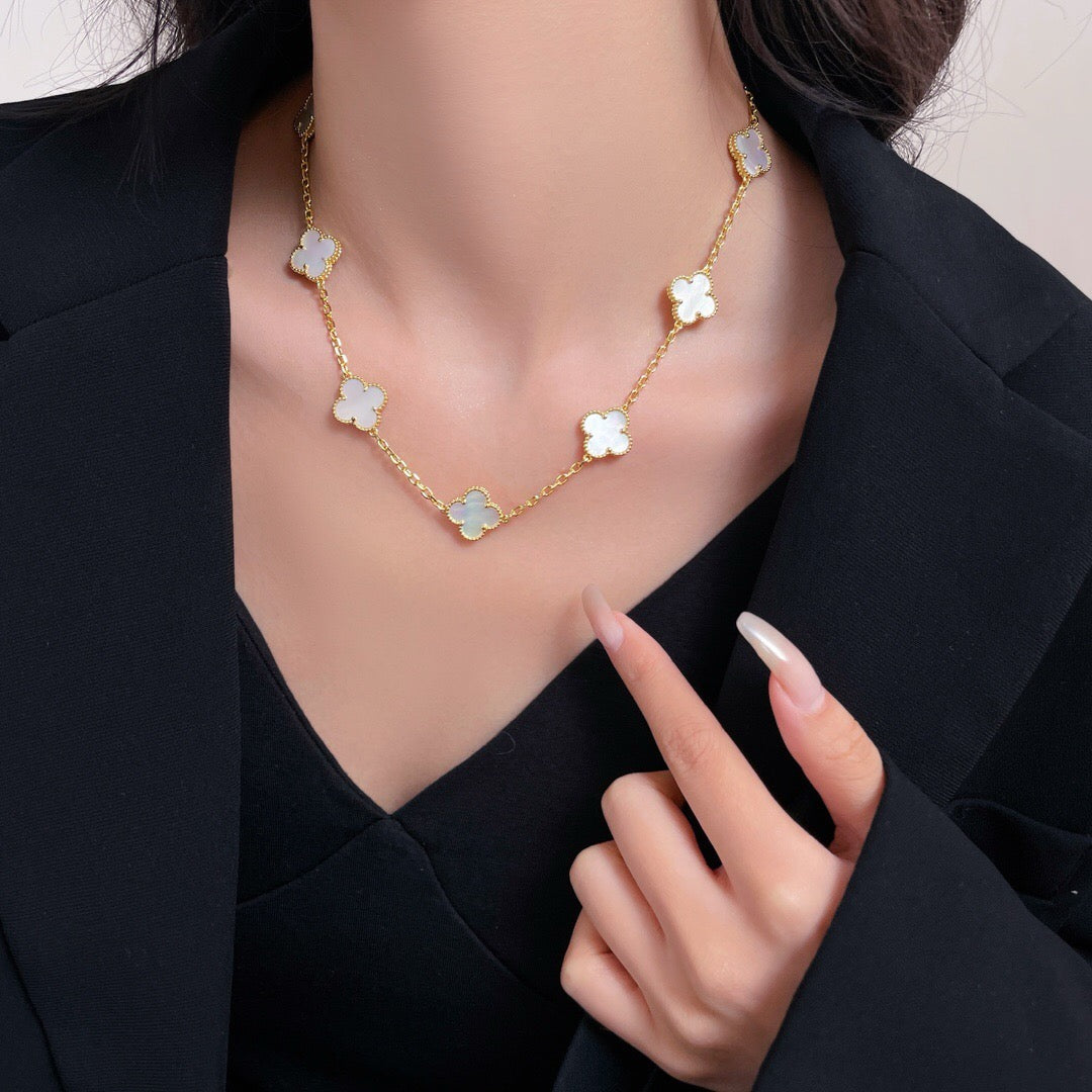 [Amore]CLOVER 10 MOTIFS WHITE MOTHER OF PEARL NECKLACE