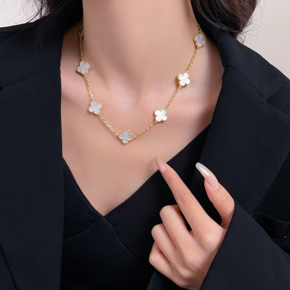 [Amore]CLOVER 10 MOTIFS WHITE MOTHER OF PEARL NECKLACE