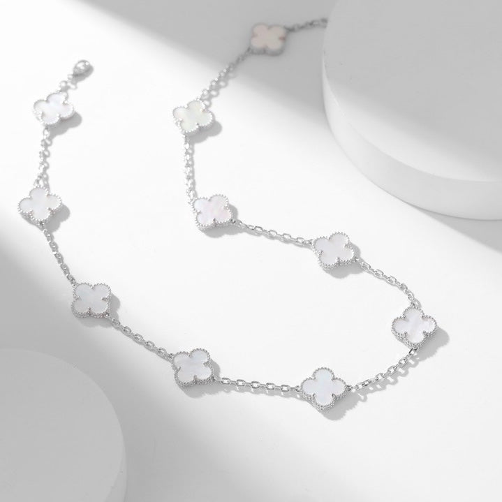 [Amore]CLOVER 10 MOTIFS WHITE MOTHER OF PEARL NECKLACE