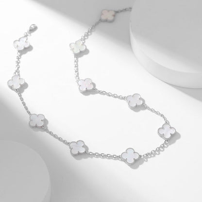 [Amore]CLOVER 10 MOTIFS WHITE MOTHER OF PEARL NECKLACE