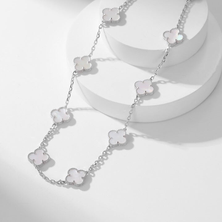 [Amore]CLOVER 10 MOTIFS WHITE MOTHER OF PEARL NECKLACE
