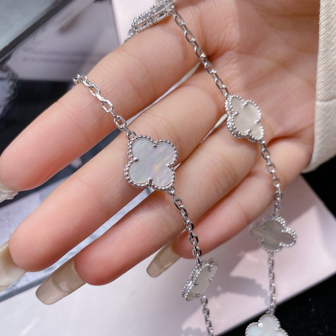 [Amore]CLOVER 10 MOTIFS WHITE MOTHER OF PEARL NECKLACE