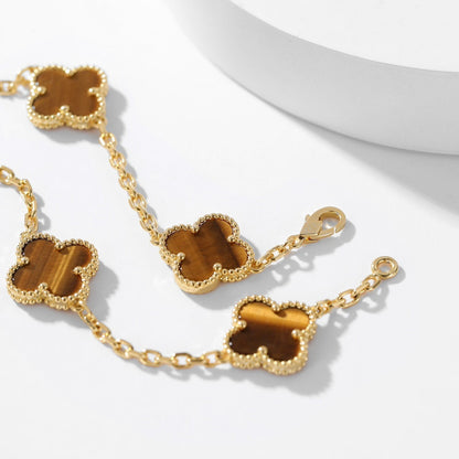 [Amore]CLOVER 10 MOTIFS TIGER EYE NECKLACE