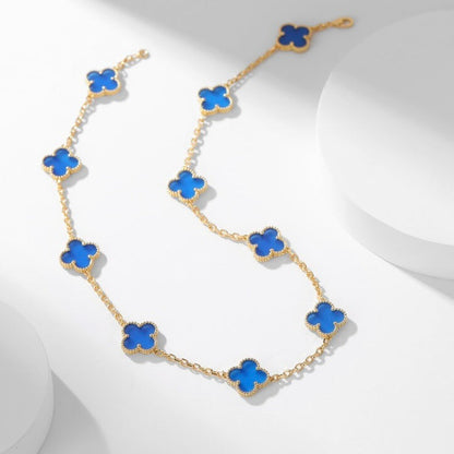 [Amore]CLOVER 10 MOTIFS BLUE AGATE NECKLACE