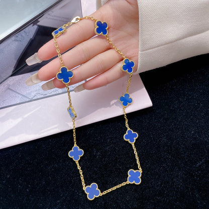 [Amore]CLOVER 10 MOTIFS BLUE AGATE NECKLACE