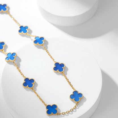 [Amore]CLOVER 10 MOTIFS BLUE AGATE NECKLACE