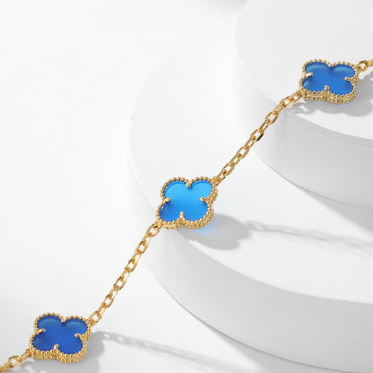 [Amore]CLOVER 10 MOTIFS BLUE AGATE NECKLACE