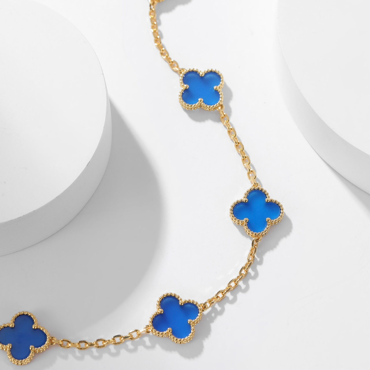 [Amore]CLOVER 10 MOTIFS BLUE AGATE NECKLACE