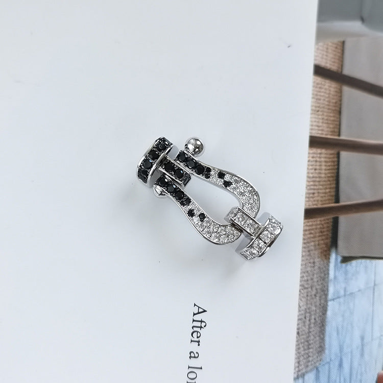 [Amore]FORCE LARGE HORSESHOE BLACK WHITE DIAMOND BRACELET ROSE GOLD