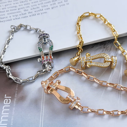[Amore]FORCE LARGE HORSESHOE CLASP  METAL BRACELET