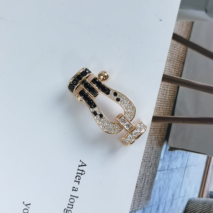 [Amore]FORCE LARGE HORSESHOE BLACK WHITE DIAMOND BRACELET SILVER
