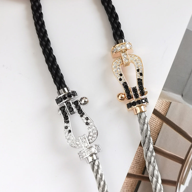 [Amore]FORCE LARGE HORSESHOE BLACK WHITE DIAMOND BRACELET ROSE GOLD