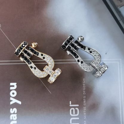 [Amore]FORCE LARGE HORSESHOE BLACK WHITE DIAMOND BRACELET SILVER
