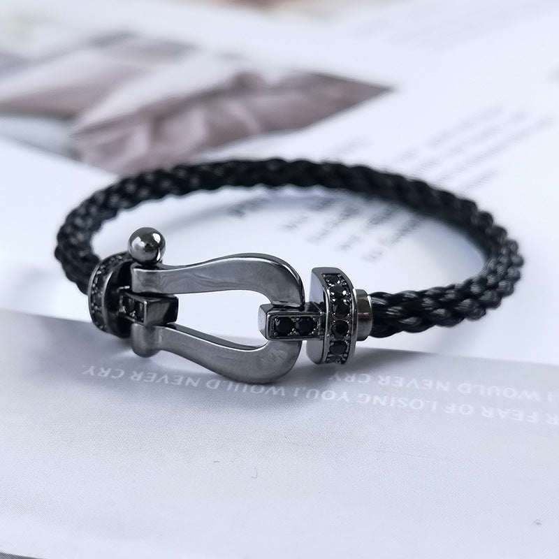 [Amore]FORCE LARGE SERIES HORSESHOE BLACK SAMURAI BRACELET