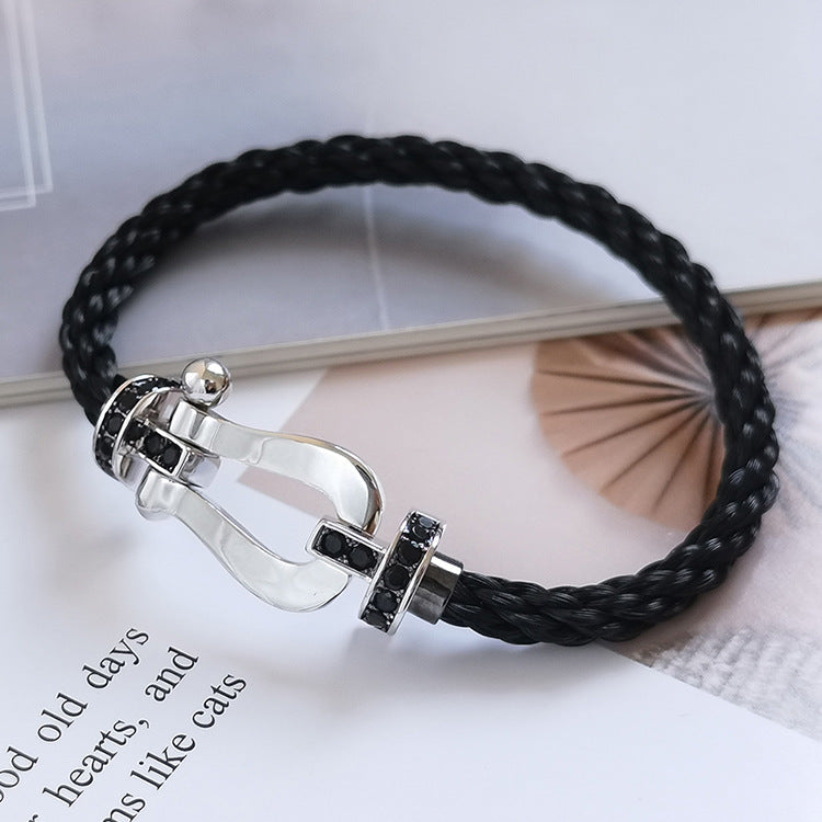 [Amore]FORCE LARGE HORSESHOE BLACK DIAMOND BRACELET SILVER