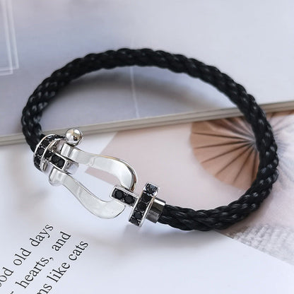 [Amore]FORCE LARGE HORSESHOE BLACK DIAMOND BRACELET SILVER