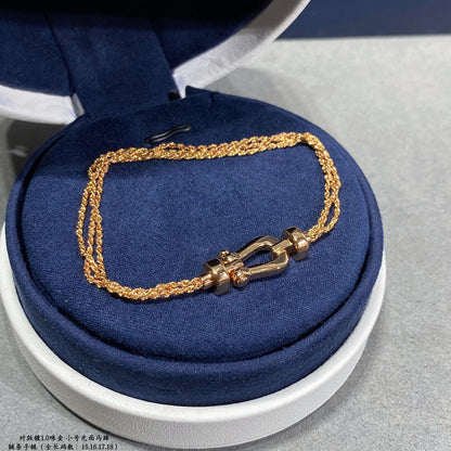 [Amore]FORCE SMALL HORSESHOE  DIAMOND CHAIN ROPE BRACELET