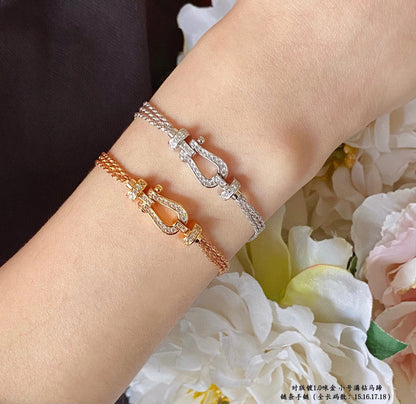 [Amore]FORCE SMALL HORSESHOE  DIAMOND CHAIN ROPE BRACELET