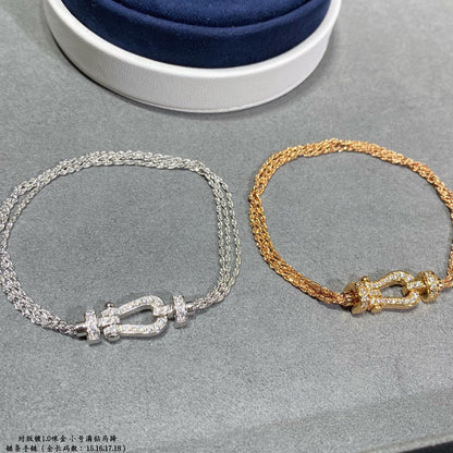 [Amore]FORCE SMALL HORSESHOE  DIAMOND CHAIN ROPE BRACELET