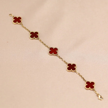 [Amore] CLOVER 5 MOTIF RED CORNELIAN BRACELET COLLECTION