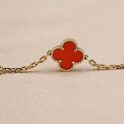 [Amore] CLOVER 5 MOTIF RED CORNELIAN BRACELET COLLECTION